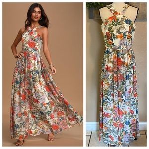 NWOT 
Lilja Cream Floral Print Maxi Dress